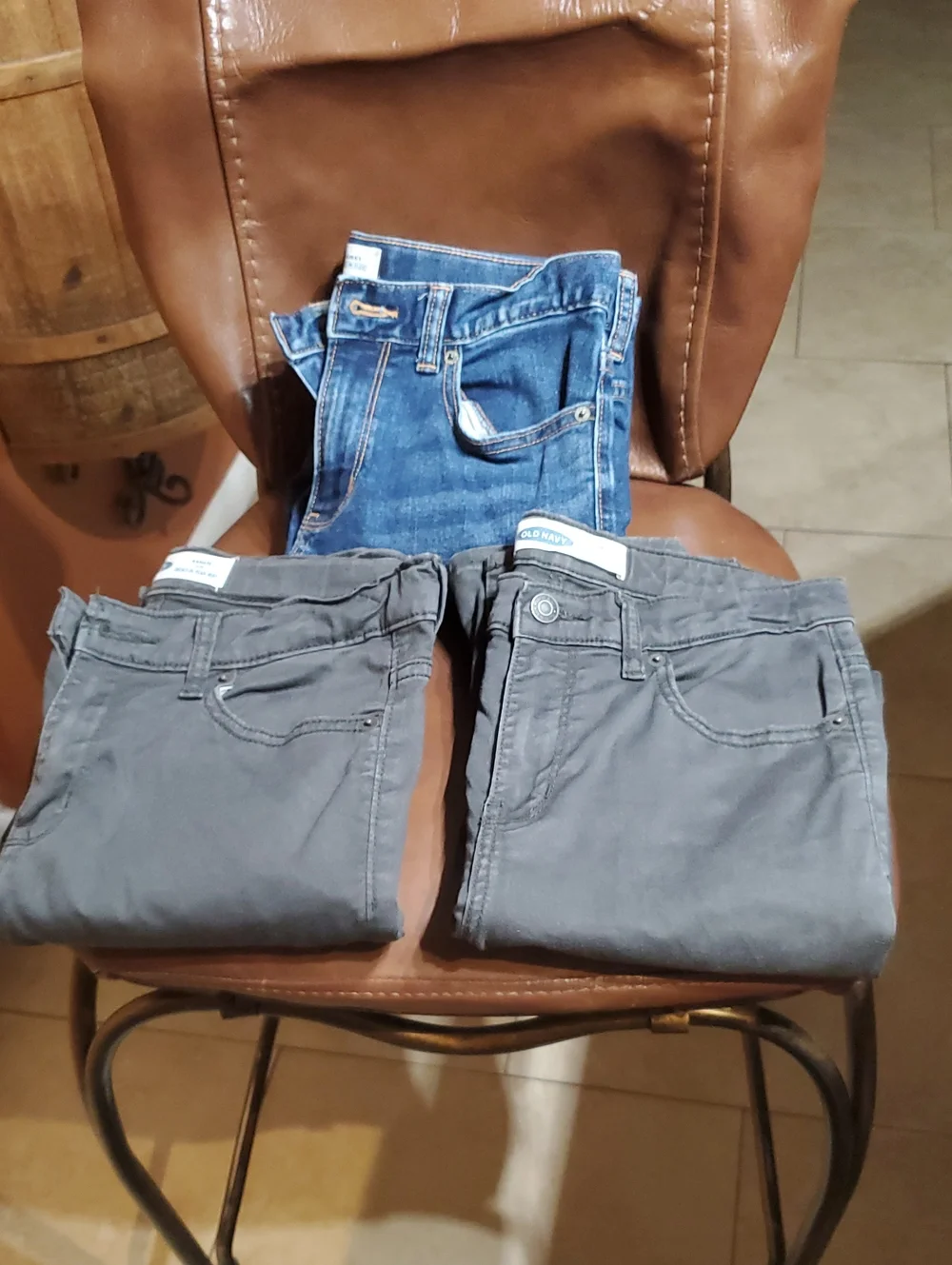 Bundle Of 3 Old Navy Boys Kids Jeans 2 Karate Slim Gray, 1 Skinny Blue Size 14